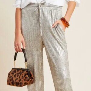 Anthropologie Bishop + Young Metallic Jogger- XS | Silver Glow | Pull-On